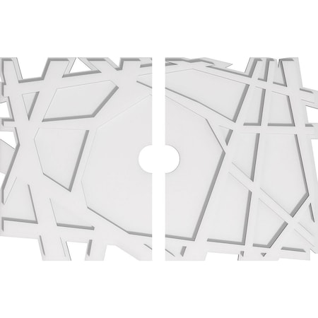 Ekena Millwork Novo Architectural Grade PVC Ceiling Medallion, 32"W x 21 3/8"H x 3"ID x 11 1/4"C x 1"P, Two-Piece CMP32X21NO2-03000